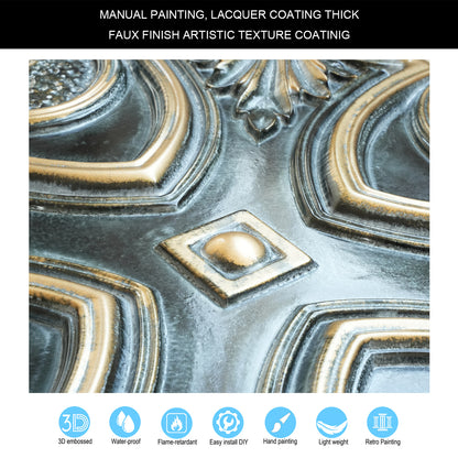 10tiles/lot Faux Tin Ceiling Tiles 3D Embossed Wall Panels for Restaurant PL11