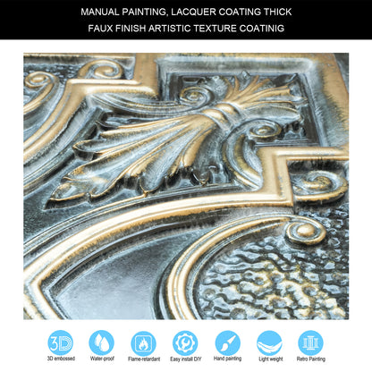 10tiles/lot Faux Tin Ceiling Tiles 3D Embossed Wall Panels for Restaurant PL11