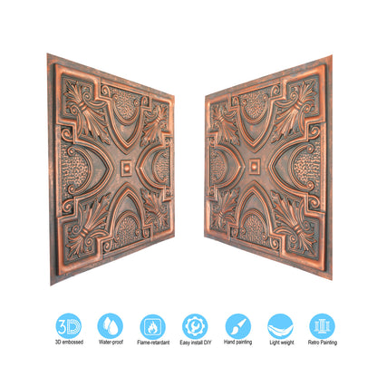 10tiles/lot DIY Faux Metal Ceiling Tile Panels for Café Bars, Studios and Artistic Interiors PL11