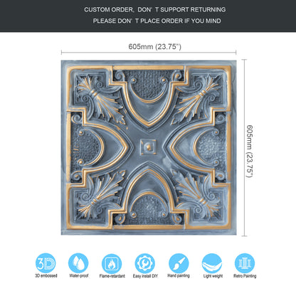 10tiles/lot Faux Tin Ceiling Tiles 3D Embossed Wall Panels for Restaurant PL11