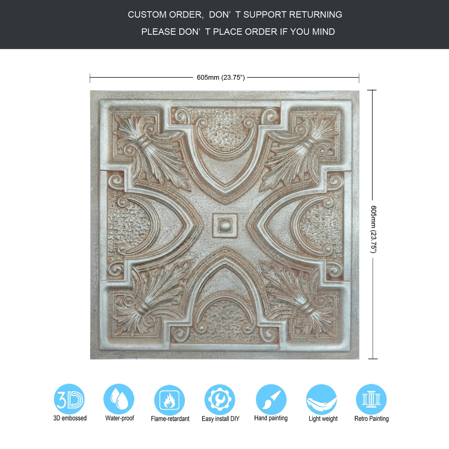 10tiles/lot Decorative Faux tin ceiling Tiles for Cocktail Bars, Lounges and Luxury Night Spots PL11