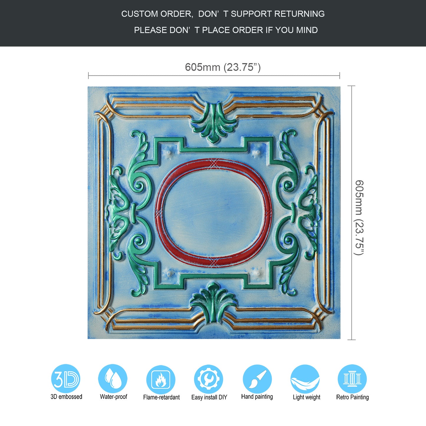 10tiles/lot Vintage Ceiling Panels for Guesthouses, Heritage Hotels and Classic Interior Styles PL15