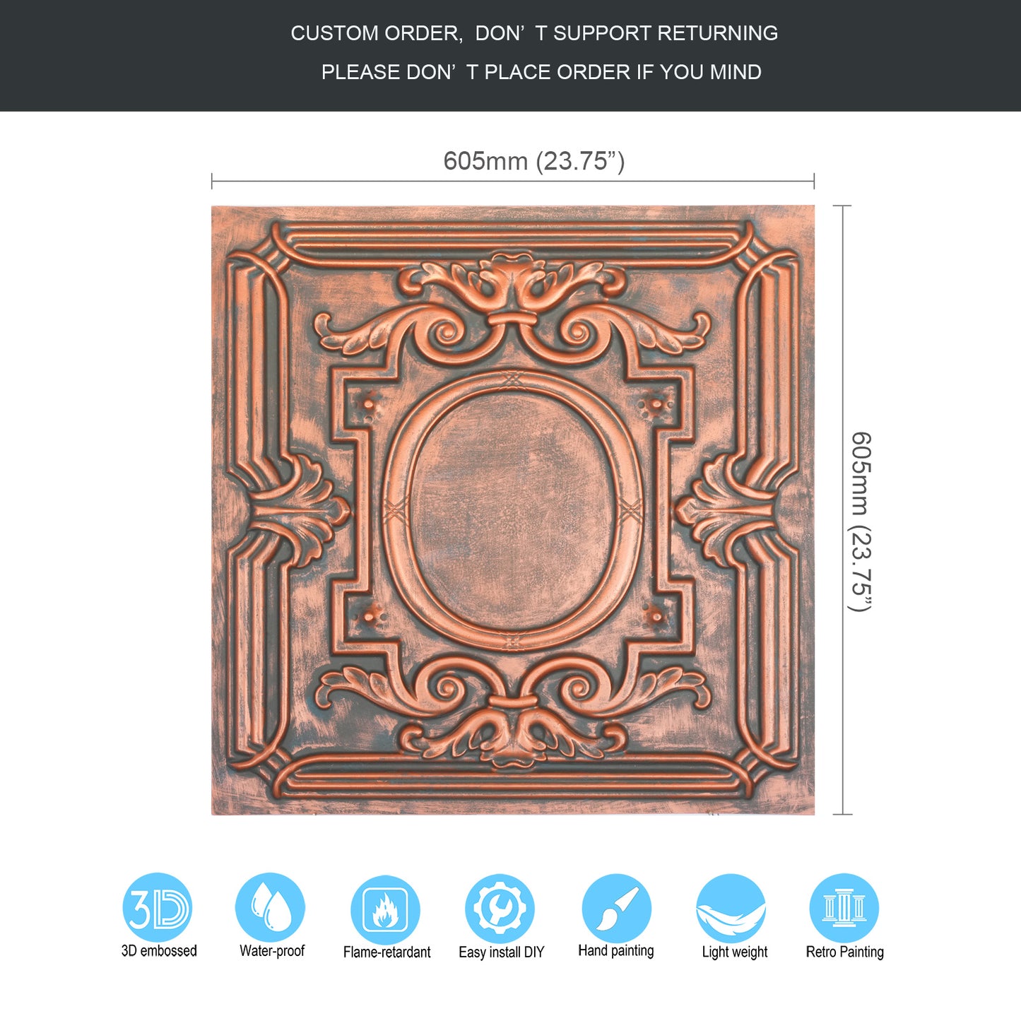 10tiles/lot Stylish Faux Tin Ceiling Tiles for Restaurants, Cafés, Hotels and Luxury Interiors PL15