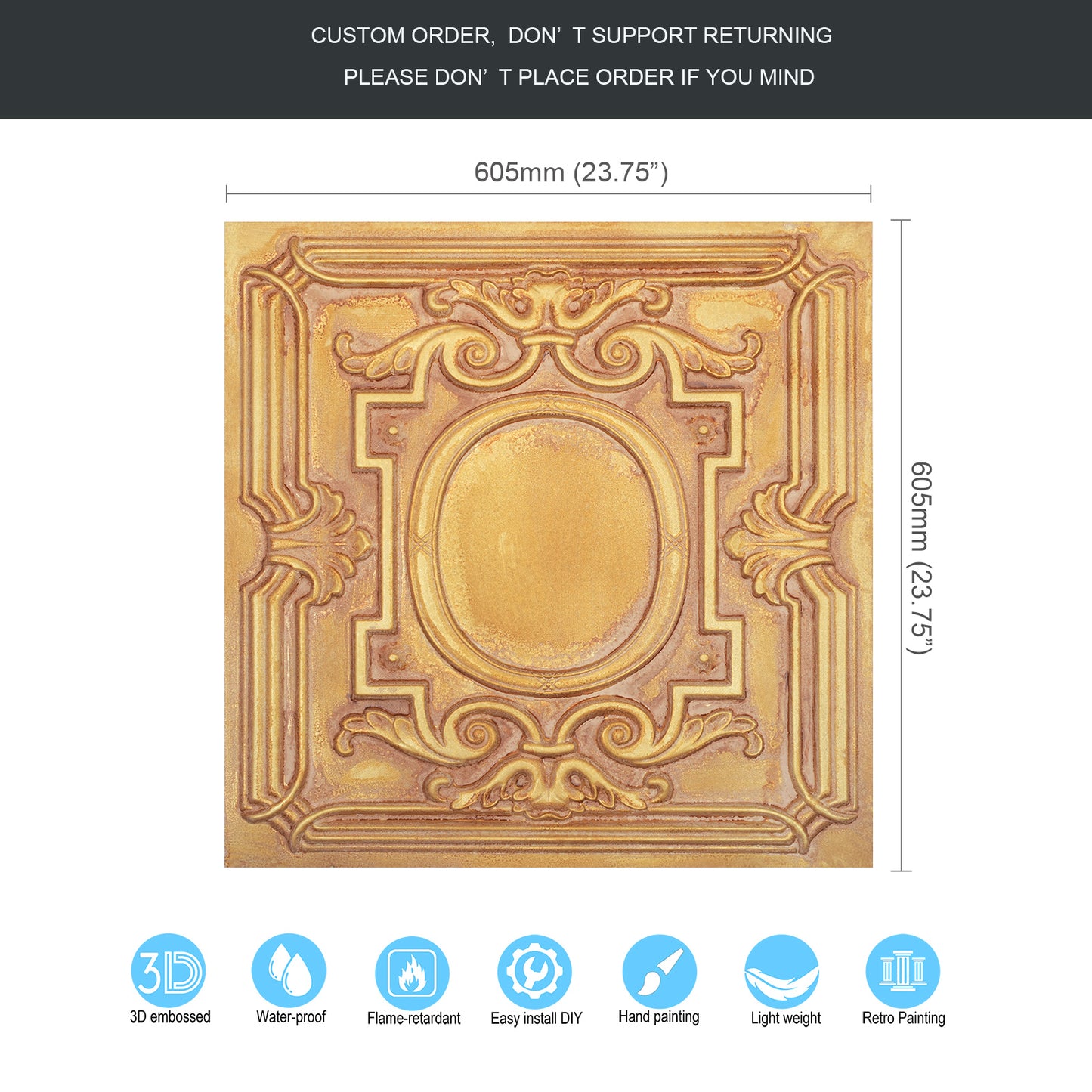 10tiles/lot Stylish Faux Tin Ceiling Tiles for Restaurants, Cafés, Hotels and Luxury Interiors PL15