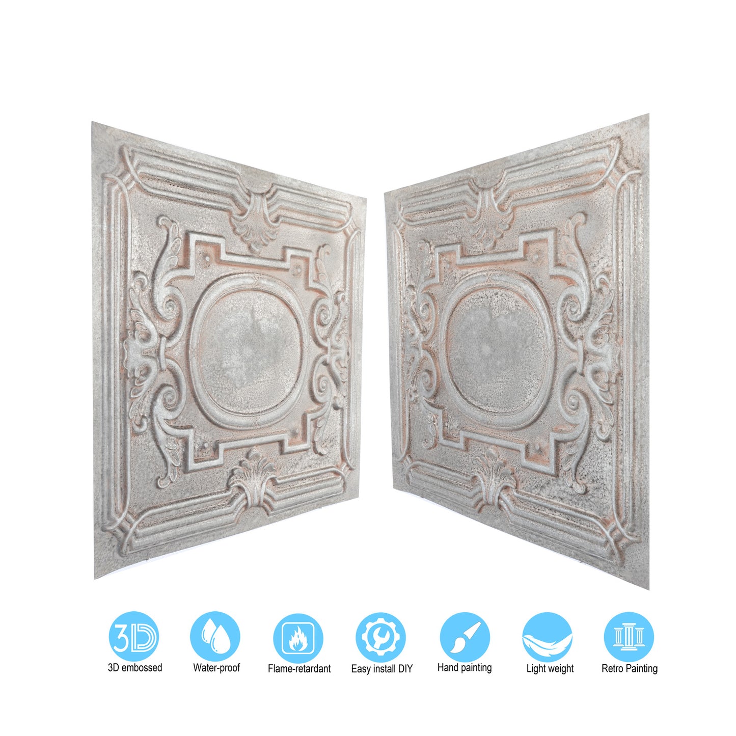 10tiles/lot Vintage Ceiling Panels for Guesthouses, Heritage Hotels and Classic Interior Styles PL15