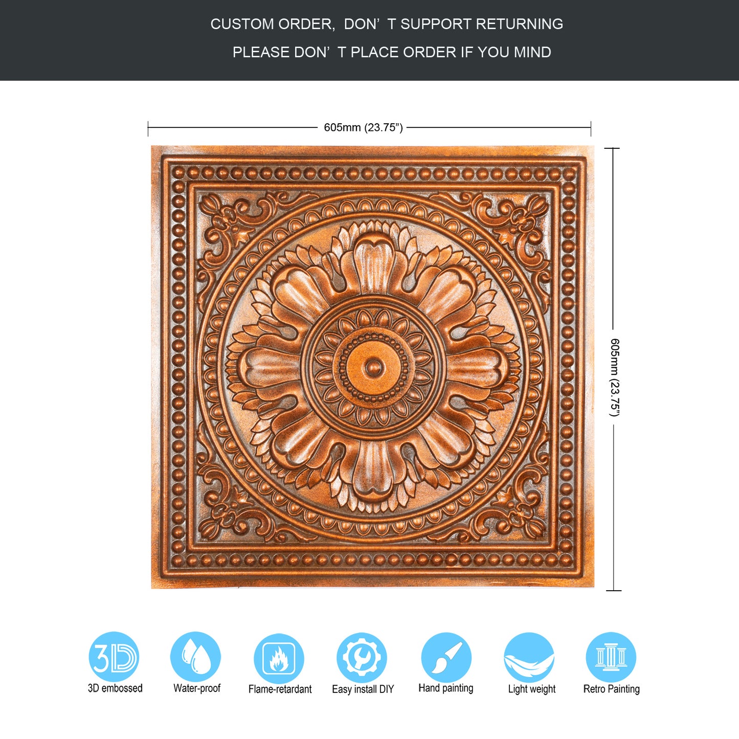 10tiles/lot Drop-In Tin Ceiling Tiles for Restaurants, Bars, Meeting Rooms and Retail Spaces PL17