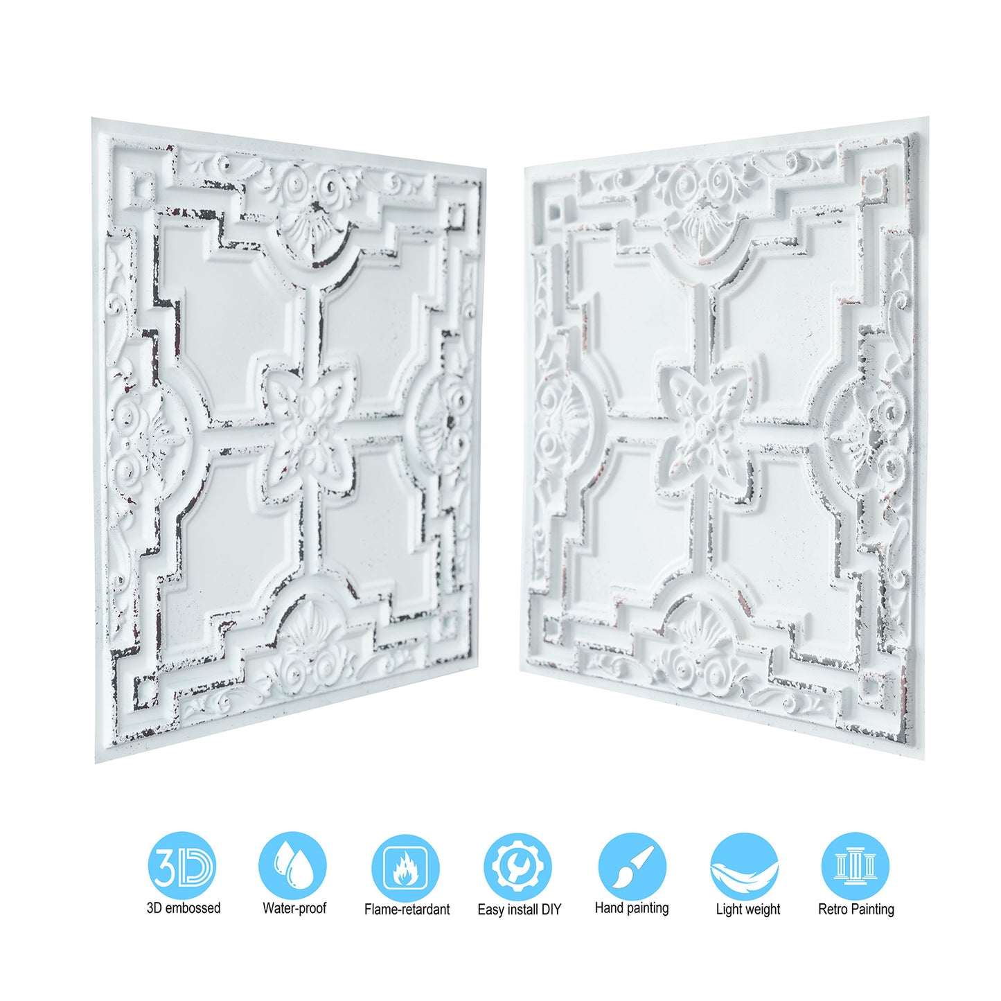 10tiles/lot Glue-Up Ceiling Tiles for Kitchen Renovations, Coffee Shops and Light-Luxury Spaces PL16