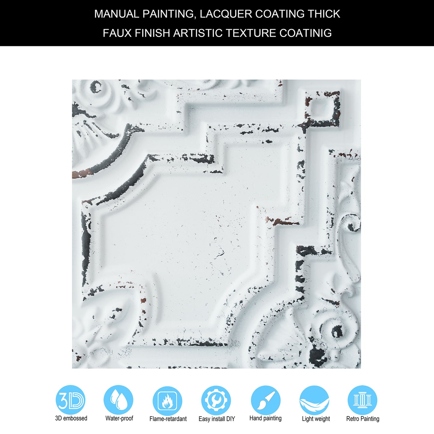 10tiles/lot Glue-Up Ceiling Tiles for Kitchen Renovations, Coffee Shops and Light-Luxury Spaces PL16