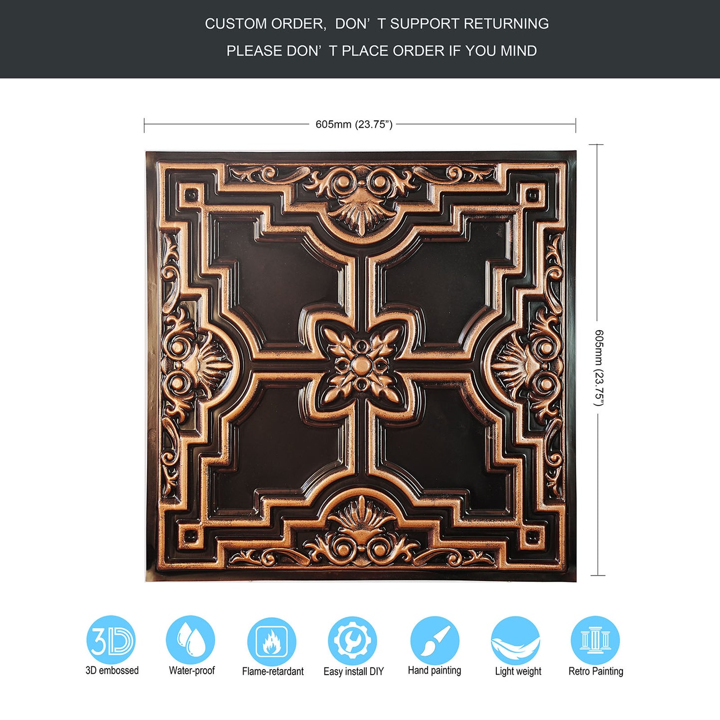 10tiles/lot Aged Ceiling Tiles for Rustic Coffee Shops, Wine Cellars and Retro-Style Spaces PL16