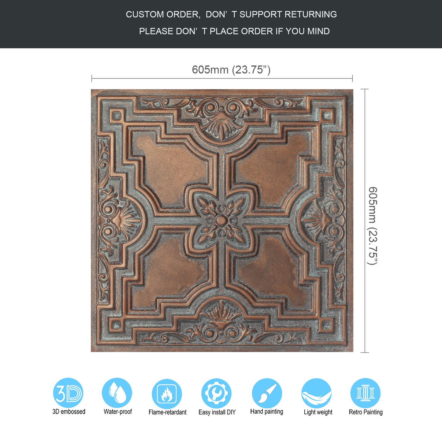 10tiles/lot Aged Ceiling Tiles for Rustic Coffee Shops, Wine Cellars and Retro-Style Spaces PL16