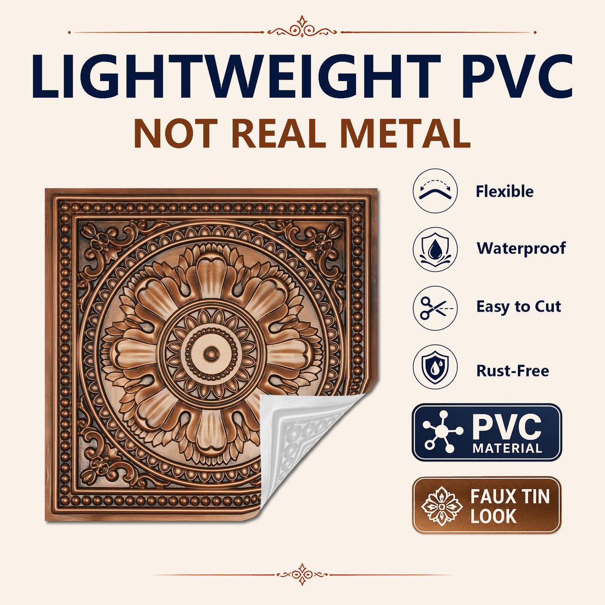 PAINTSDECOR PL17 Aged copper PVC ceiling tile product detail