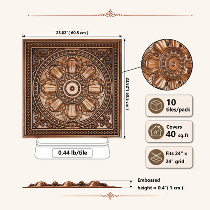 PAINTSDECOR PL17 Aged copper PVC ceiling tile product detail