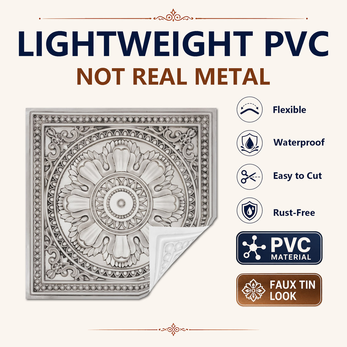 PAINTSDECOR PL17 Aged white PVC ceiling tile product detail