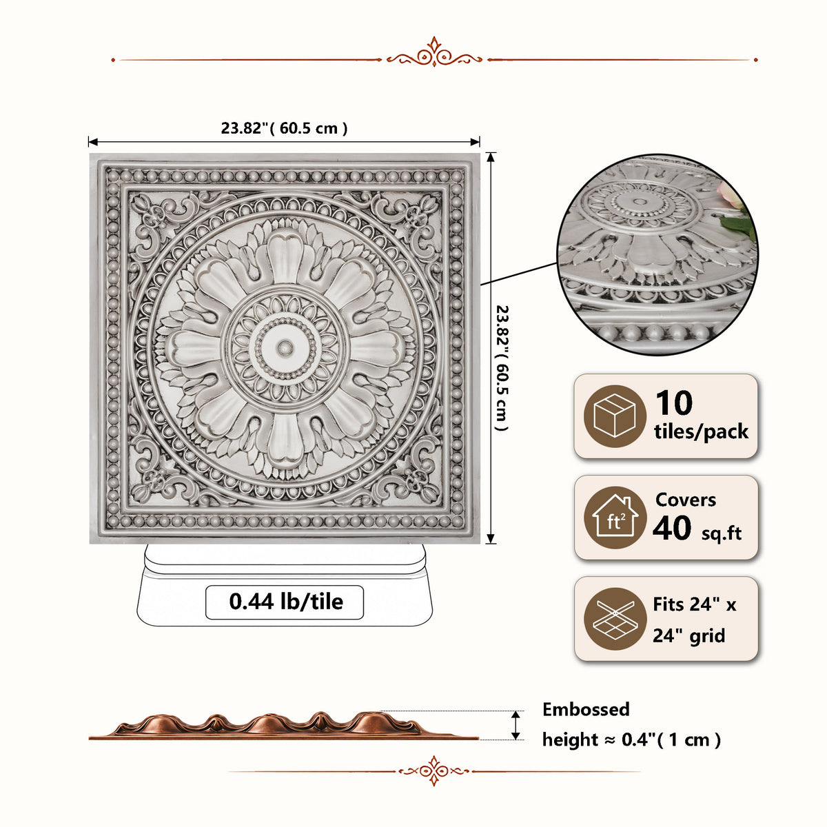 PAINTSDECOR PL17 Aged white PVC ceiling tile product detail