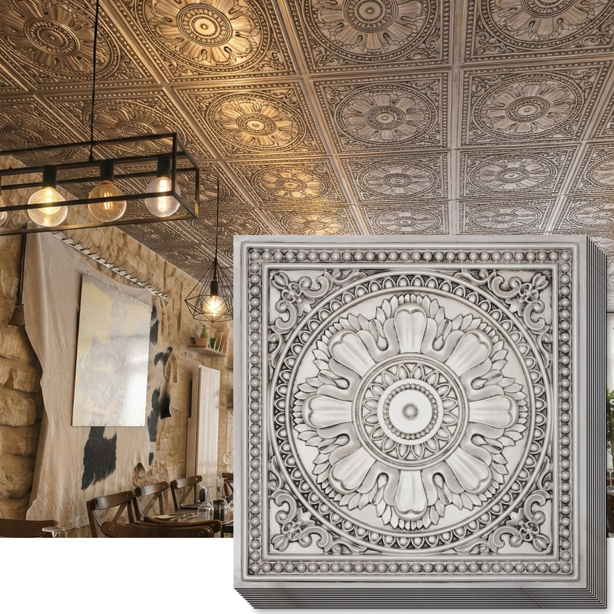 PAINTSDECOR PL17 Aged white PVC ceiling tile product detail