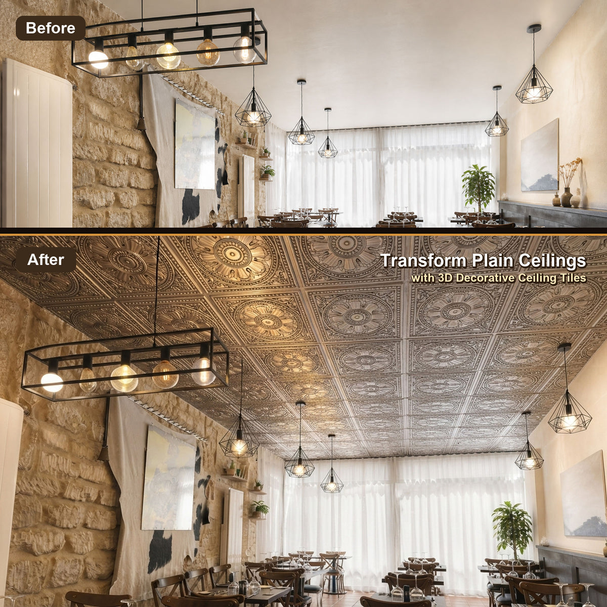 PAINTSDECOR PL17 Aged white PVC ceiling tile product detail