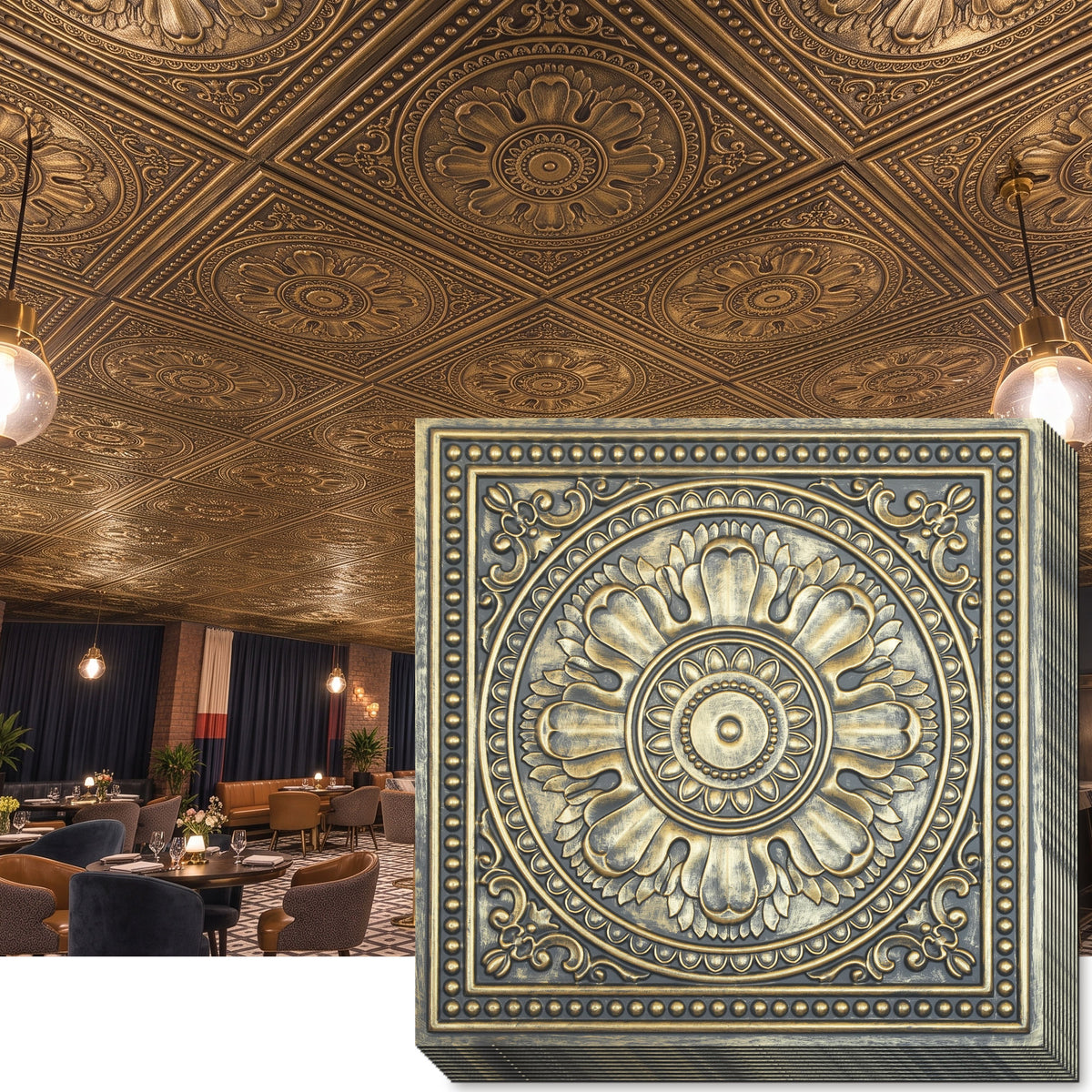 PAINTSDECOR PL17 Ancient gold PVC ceiling tile product detail