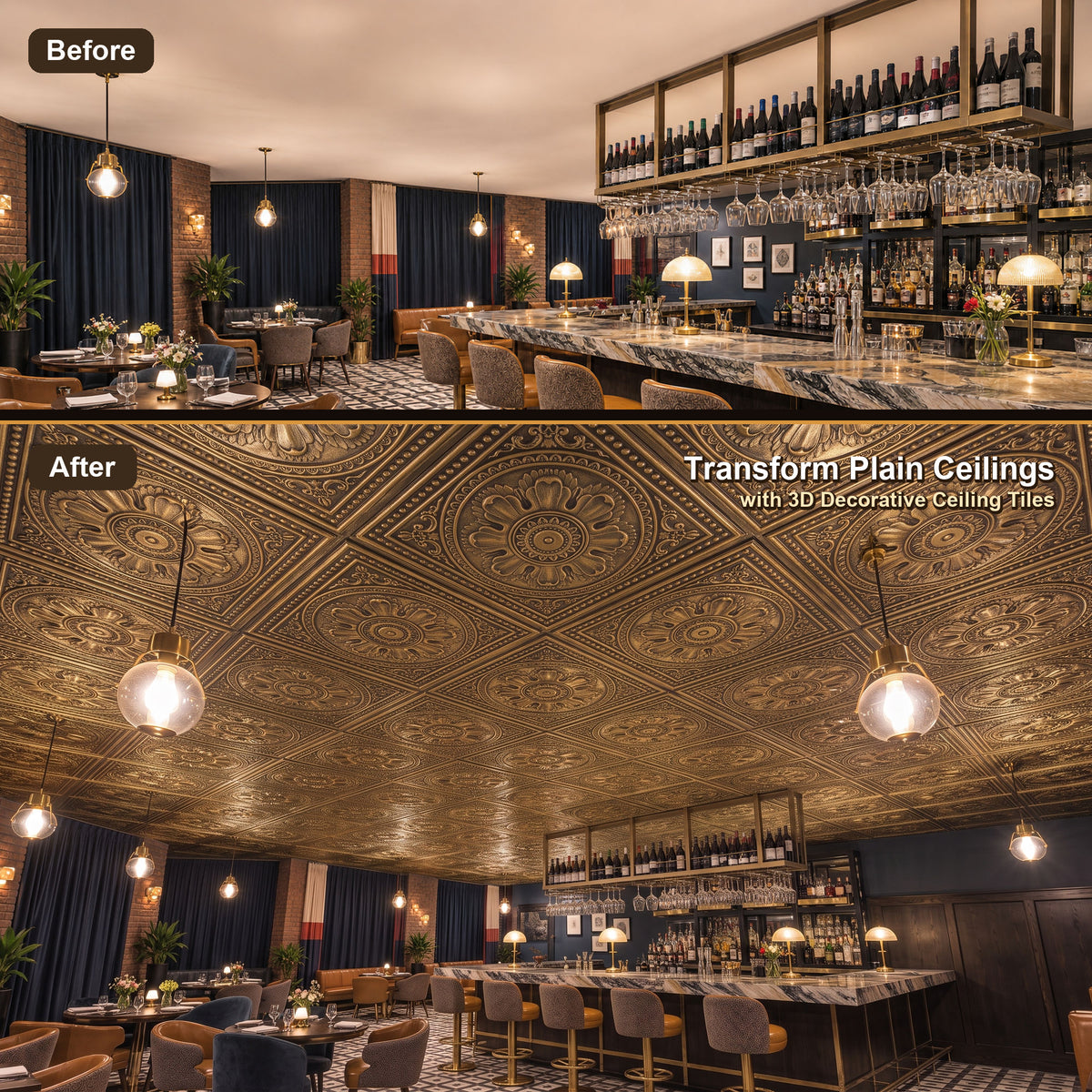 PAINTSDECOR PL17 Ancient gold PVC ceiling tile product detail