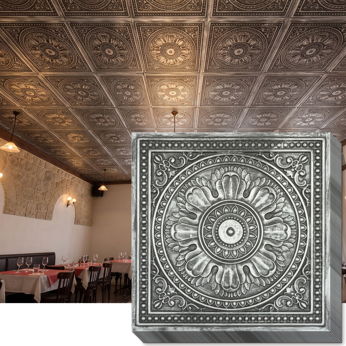 PAINTSDECOR PL17 Antique tin PVC ceiling tile product detail