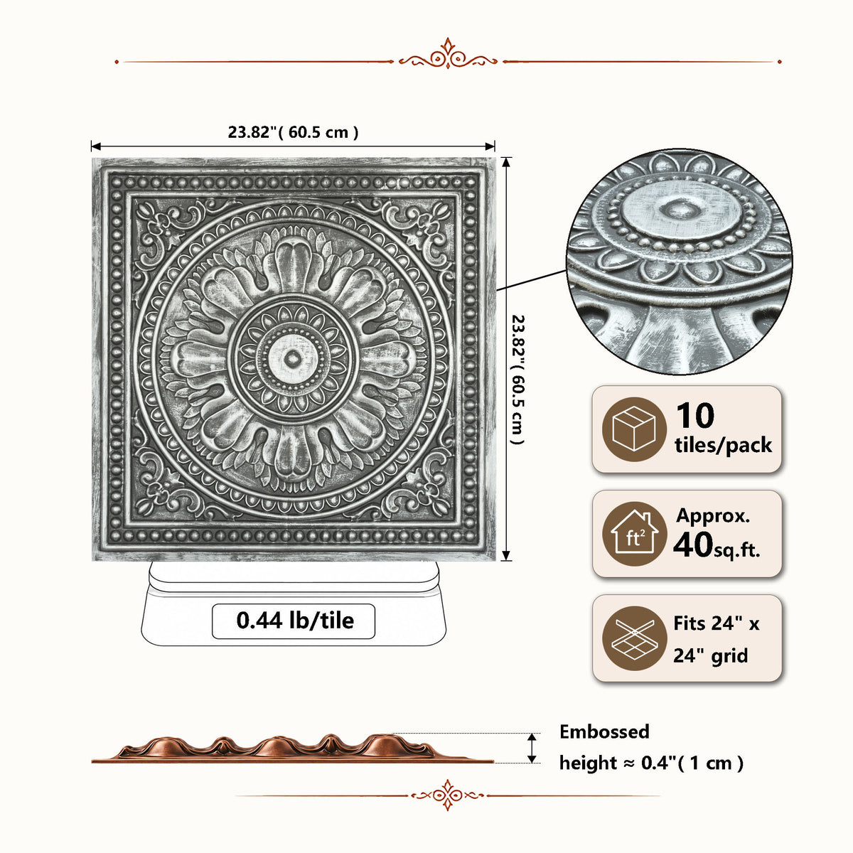 PAINTSDECOR PL17 Antique tin PVC ceiling tile product detail
