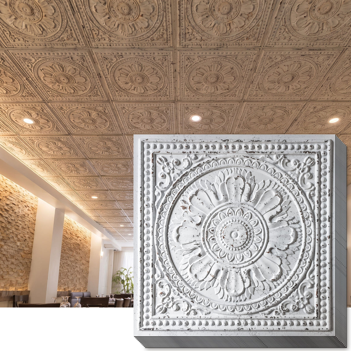PAINTSDECOR PL17 Distress crack white black PVC ceiling tile product detail