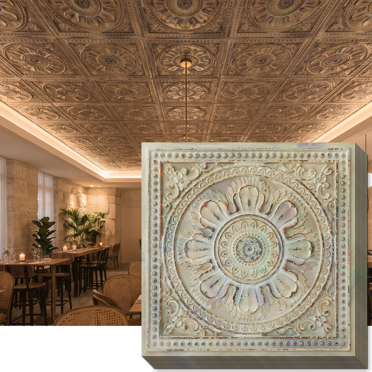 PAINTSDECOR PL17 Distress crack multicolor white PVC ceiling tile product detail