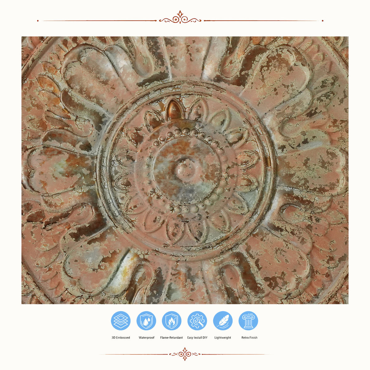 PAINTSDECOR PL17 Palazzo Clay PVC ceiling tile product detail
