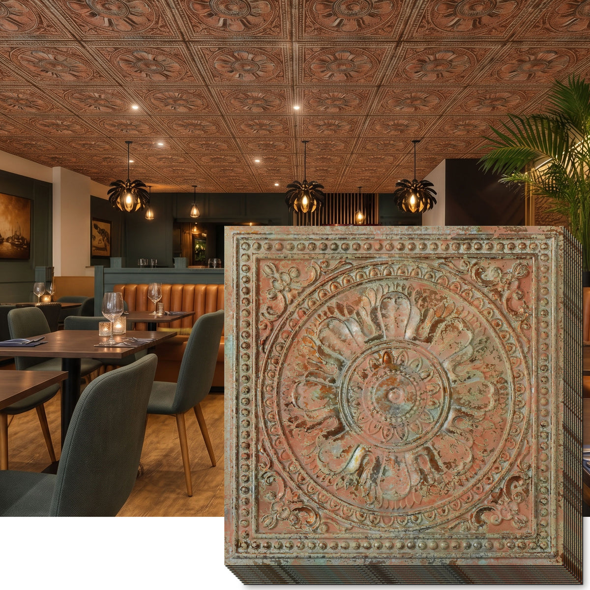PAINTSDECOR PL17 Palazzo Clay PVC ceiling tile product detail