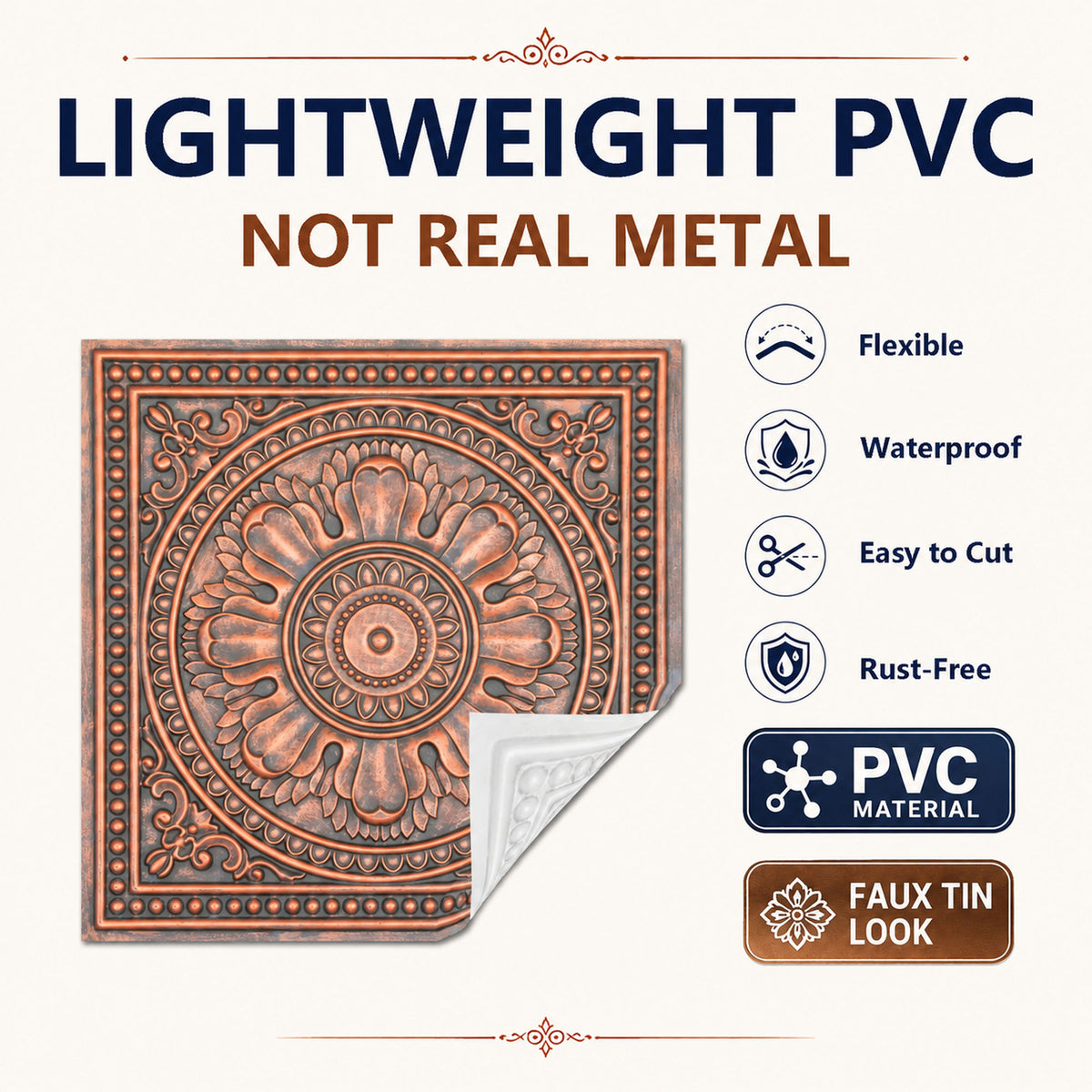 PAINTSDECOR PL17 Rustic copper PVC ceiling tile product detail