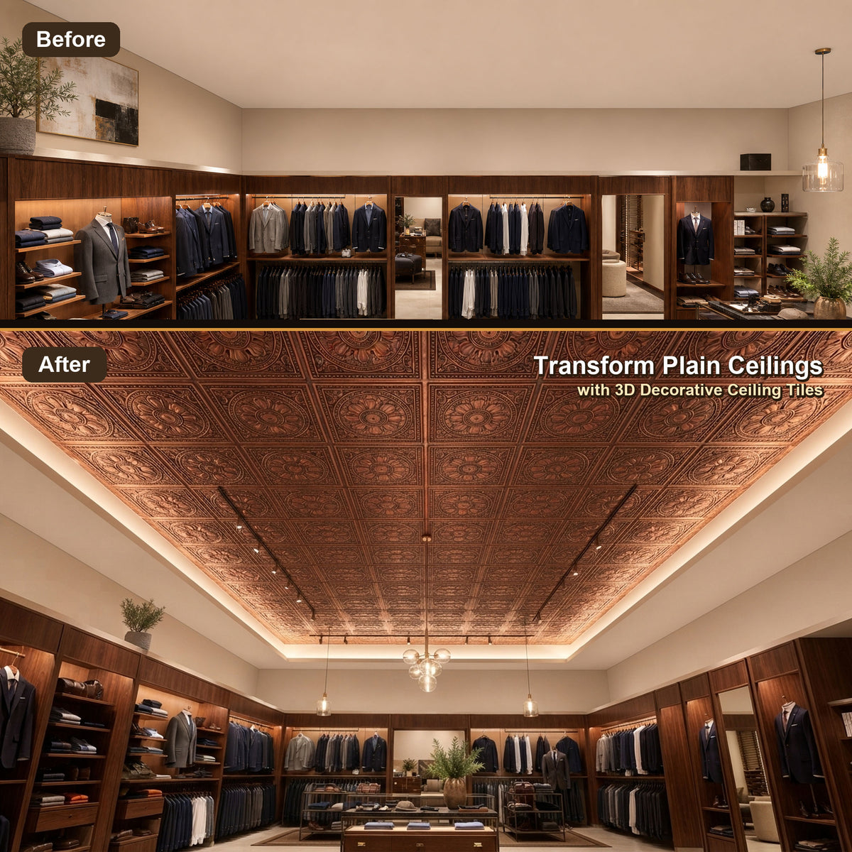 PAINTSDECOR PL17 Rustic copper PVC ceiling tile product detail