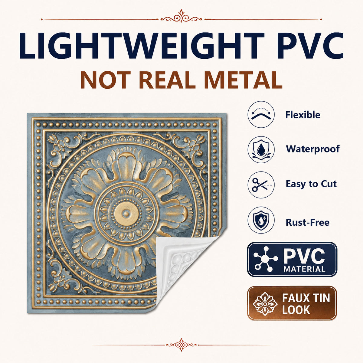 PAINTSDECOR PL17 Smoked gold PVC ceiling tile product detail