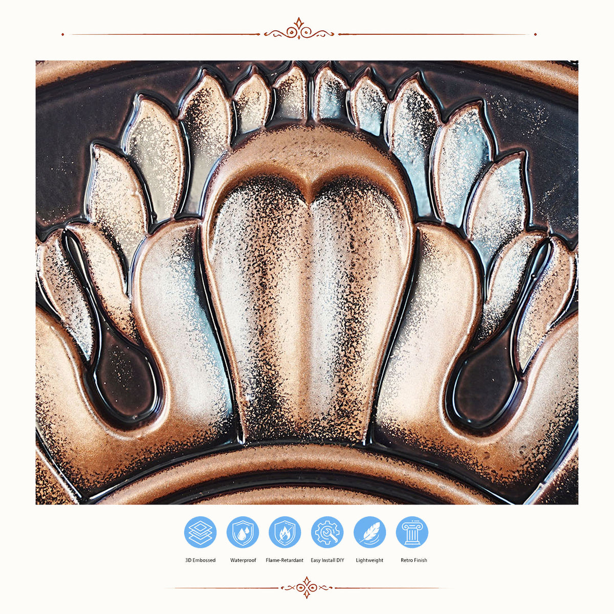PAINTSDECOR PL17 Traditional copper PVC ceiling tile product detail