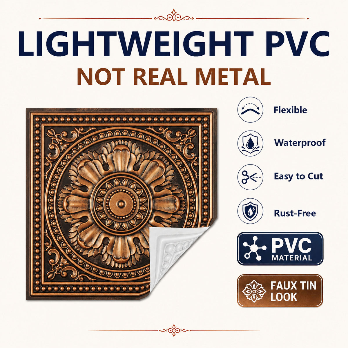 PAINTSDECOR PL17 Traditional copper PVC ceiling tile product detail