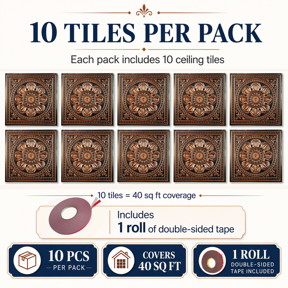 PAINTSDECOR PL17 Traditional copper PVC ceiling tile product detail