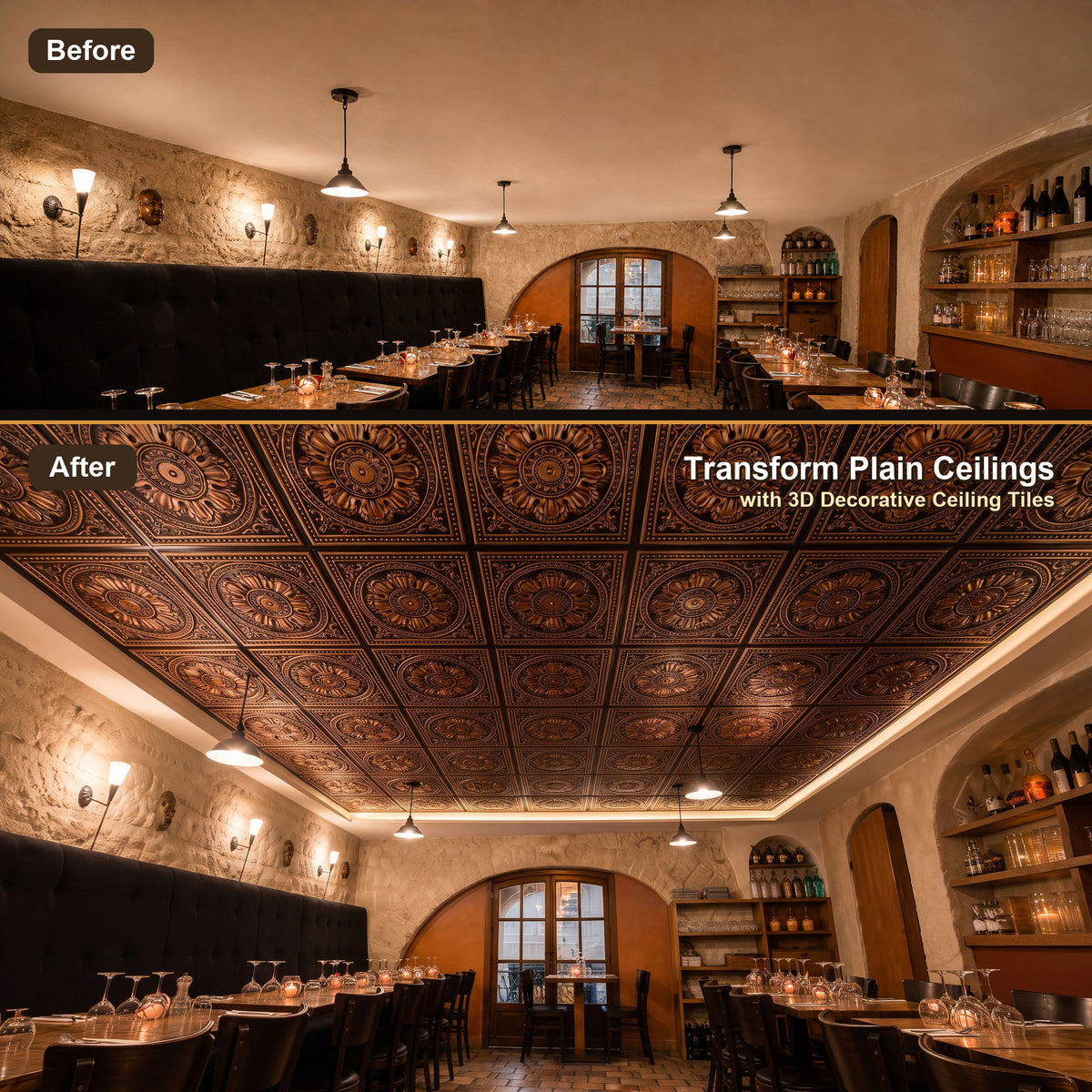 PAINTSDECOR PL17 Traditional copper PVC ceiling tile product detail
