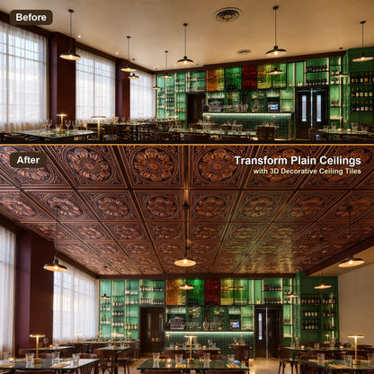 PAINTSDECOR PL17 Traditional copper PVC ceiling tile product detail
