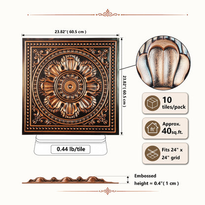 PAINTSDECOR PL17 Traditional copper PVC ceiling tile product detail