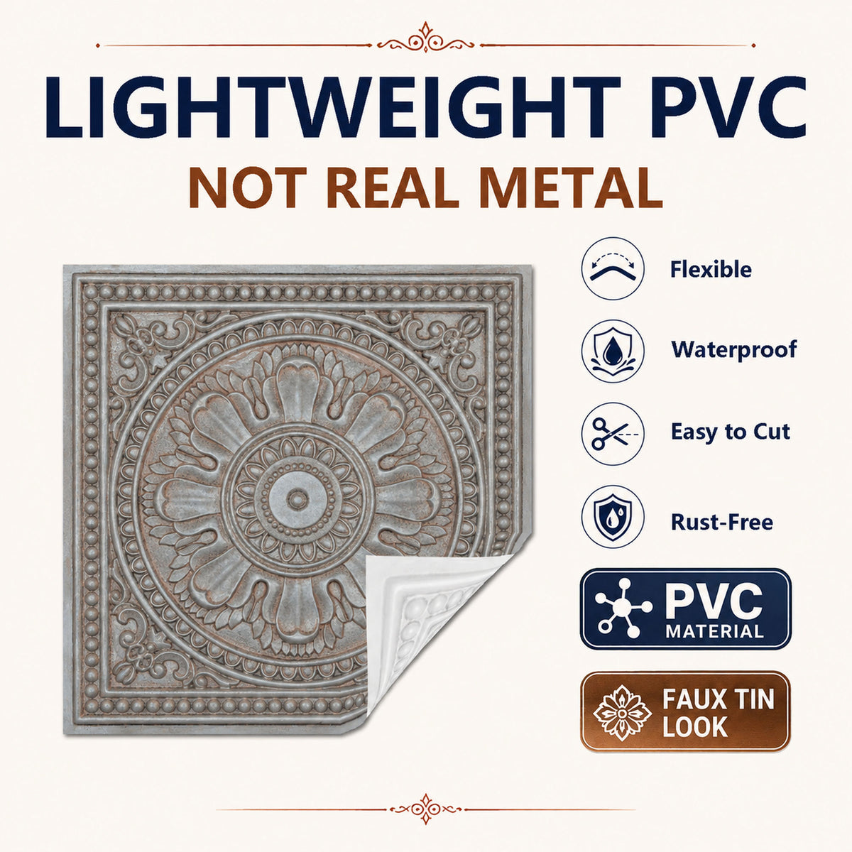 PAINTSDECOR PL17 Weathered Iron PVC ceiling tile product detail