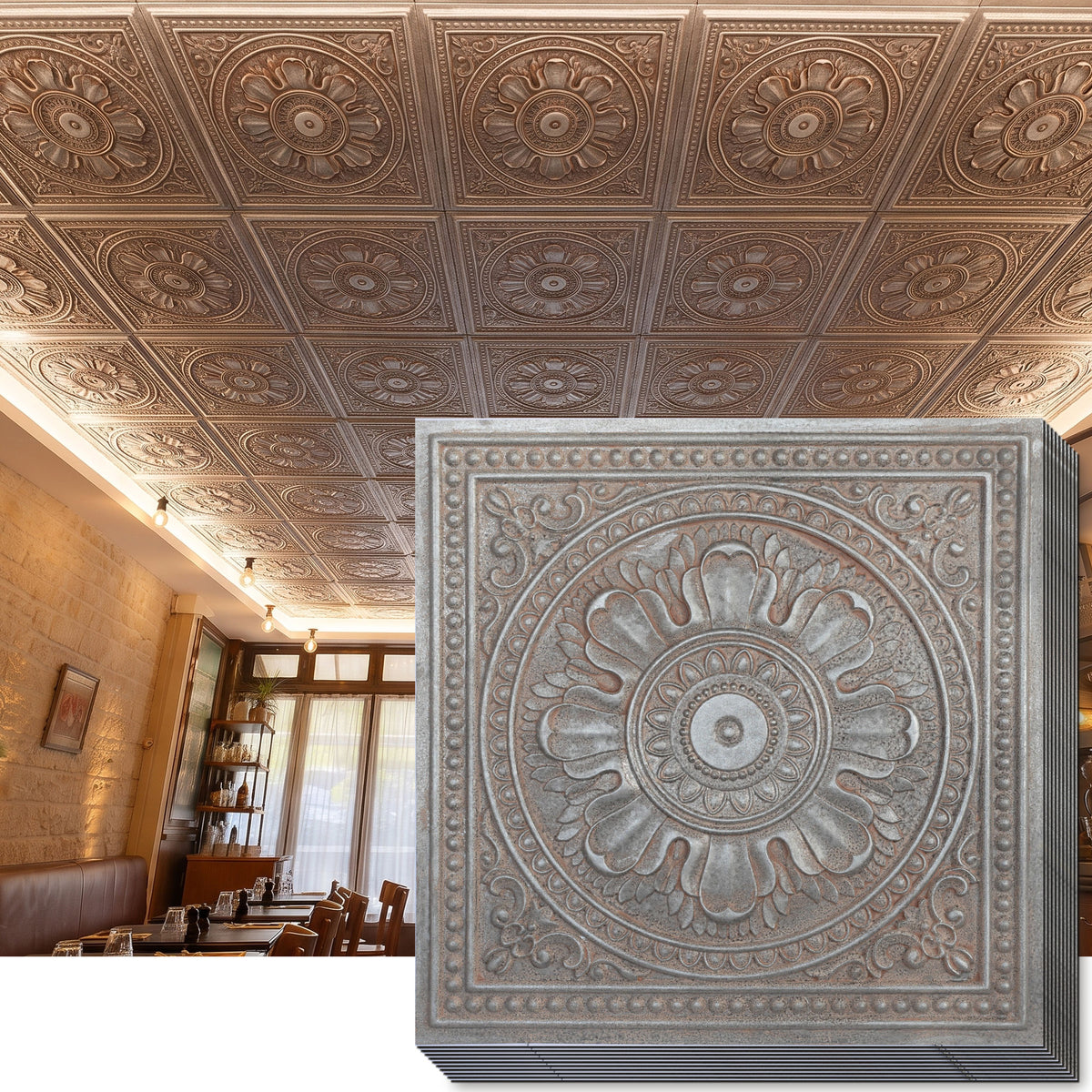PAINTSDECOR PL17 Weathered Iron PVC ceiling tile product detail