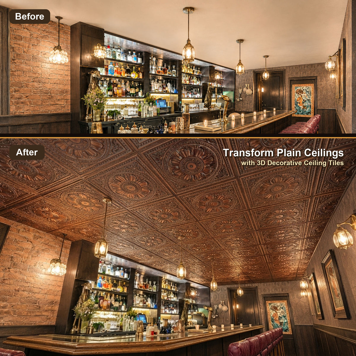 PAINTSDECOR PL17 Weathered copper PVC ceiling tile product detail