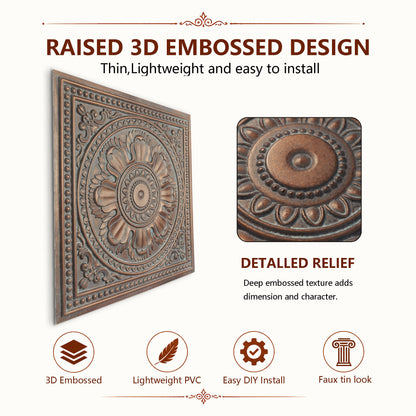 PAINTSDECOR PL17 Weathered copper PVC ceiling tile product detail