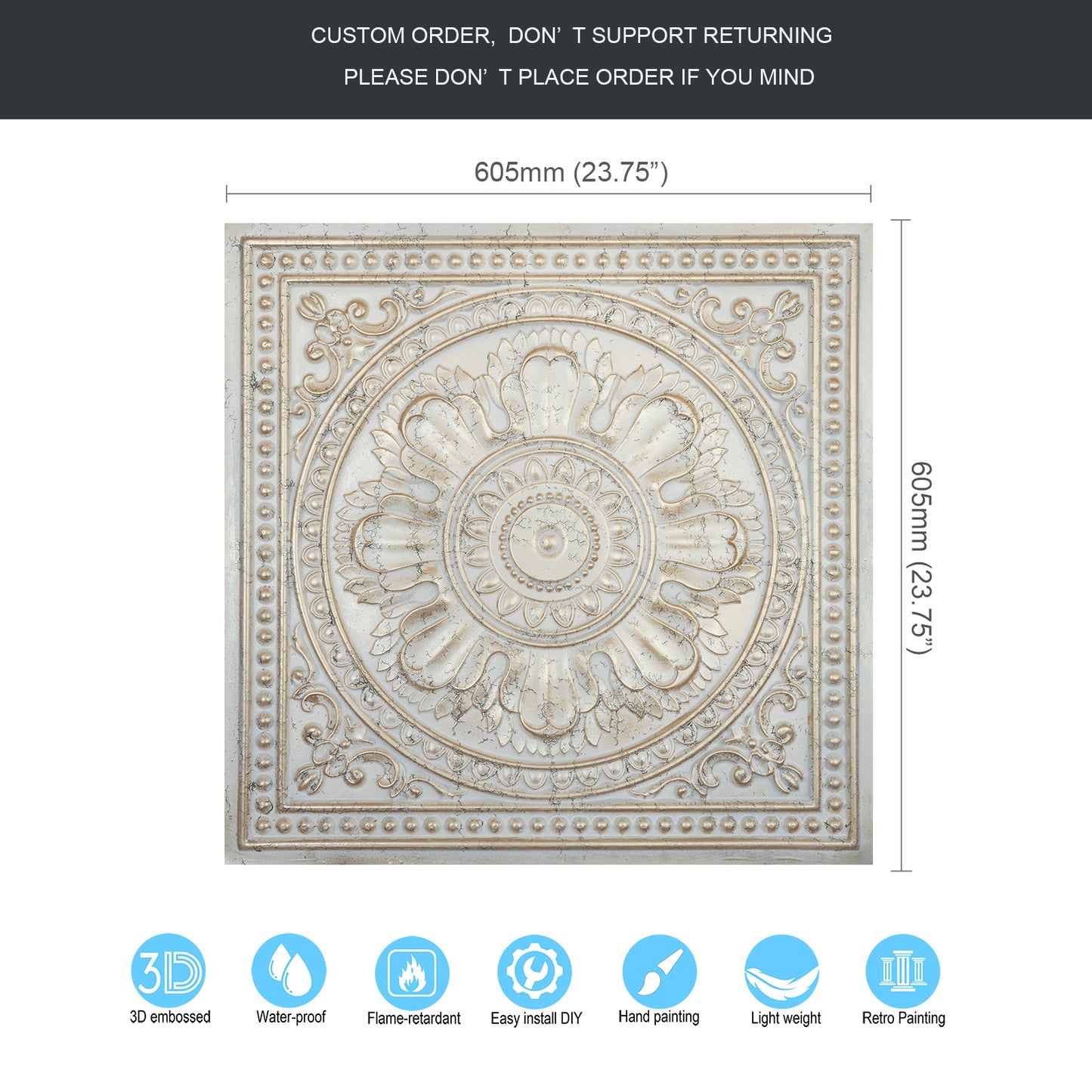 10tiles/lot Decorative Ceiling Tiles for Luxury Hotels, Villas, Salons and High-End Interiors PL17