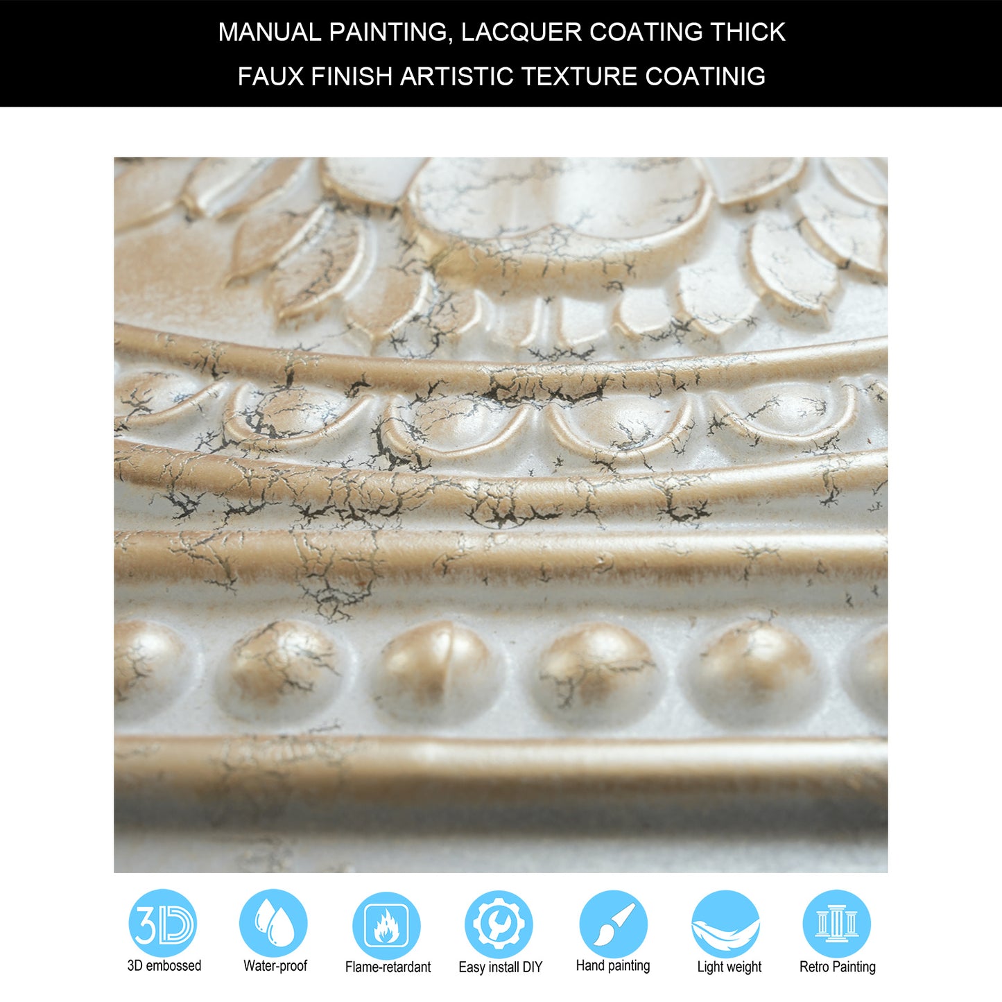 10tiles/lot Decorative Ceiling Tiles for Luxury Hotels, Villas, Salons and High-End Interiors PL17