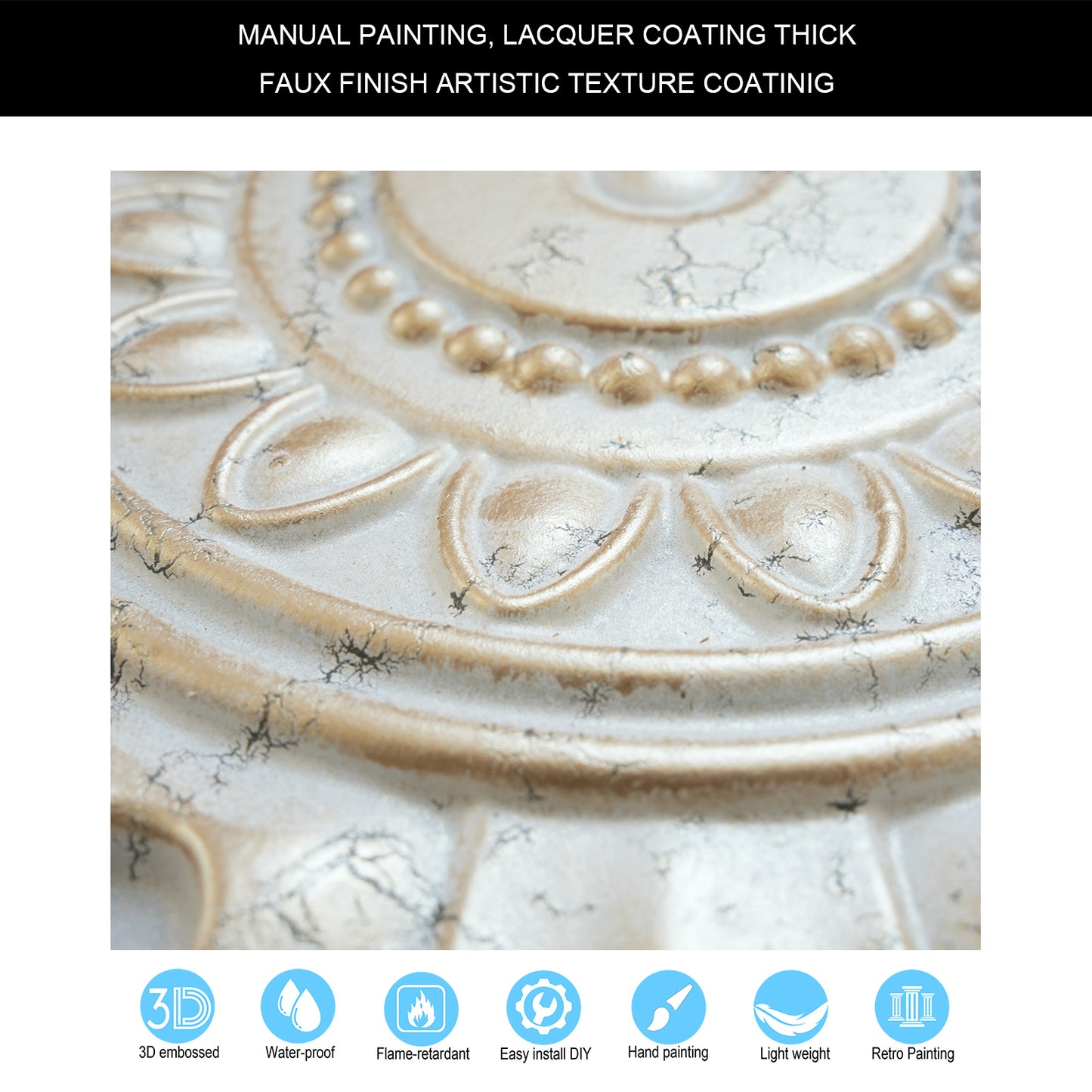 10tiles/lot Decorative Ceiling Tiles for Luxury Hotels, Villas, Salons and High-End Interiors PL17