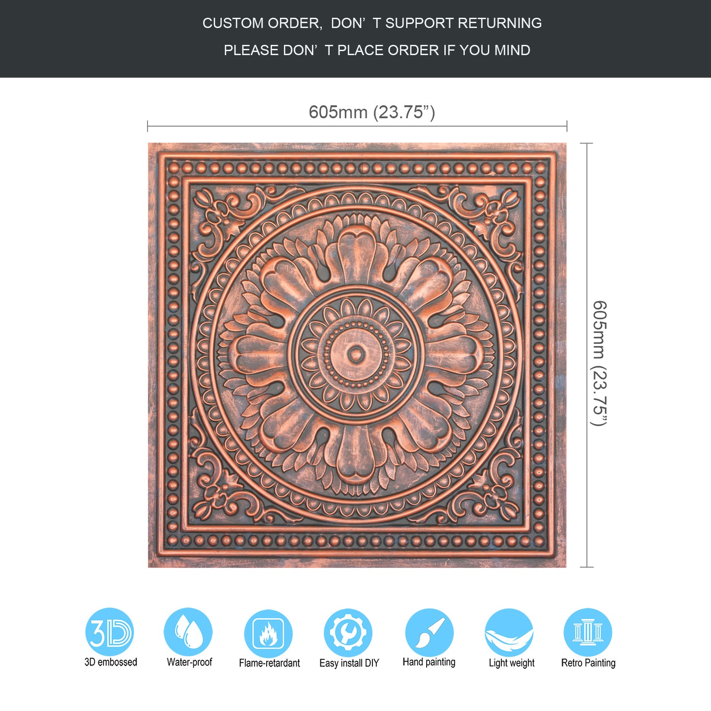 10tiles/lot Drop-In Tin Ceiling Tiles for Restaurants, Bars, Meeting Rooms and Retail Spaces PL17