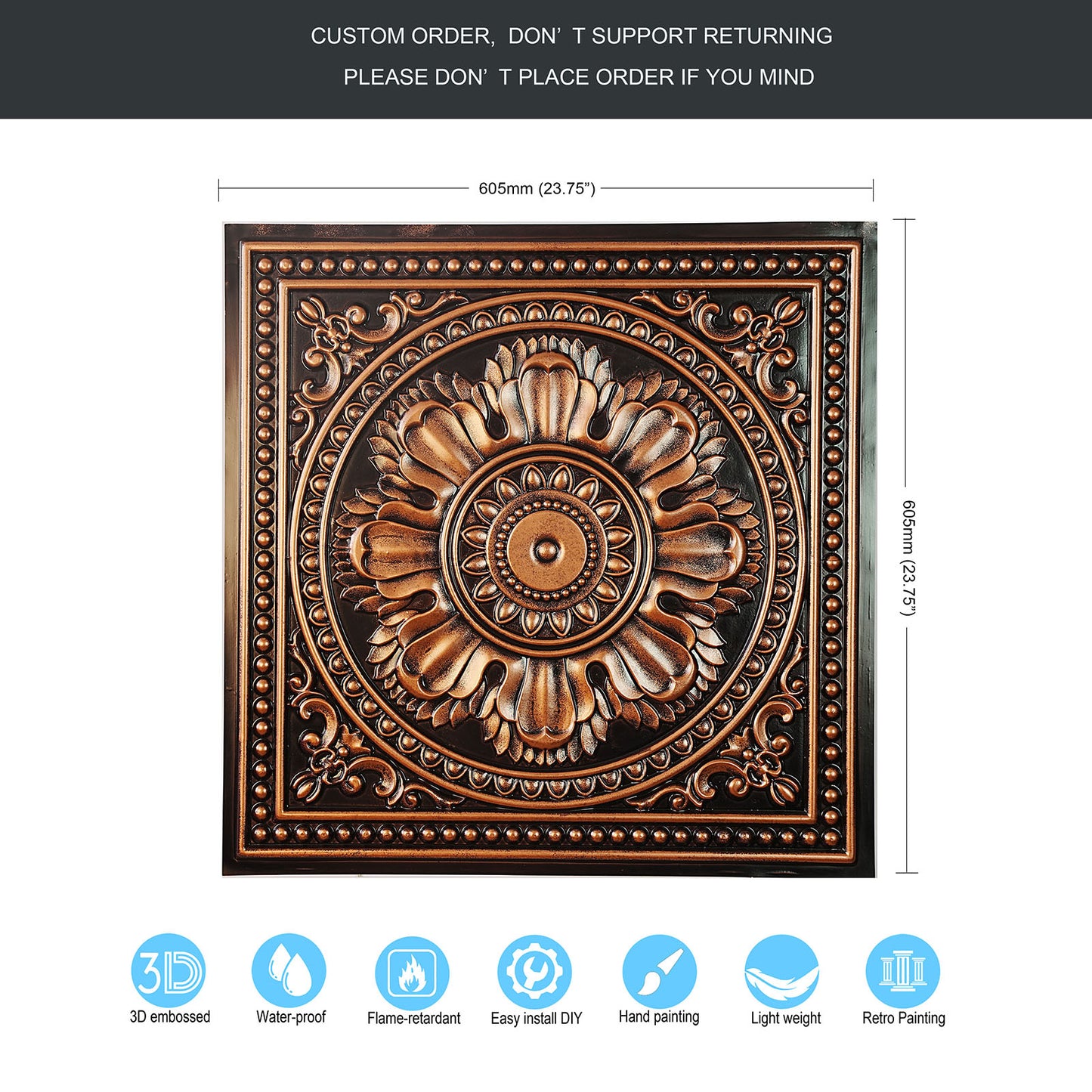 10tiles/lot Drop-In Tin Ceiling Tiles for Restaurants, Bars, Meeting Rooms and Retail Spaces PL17