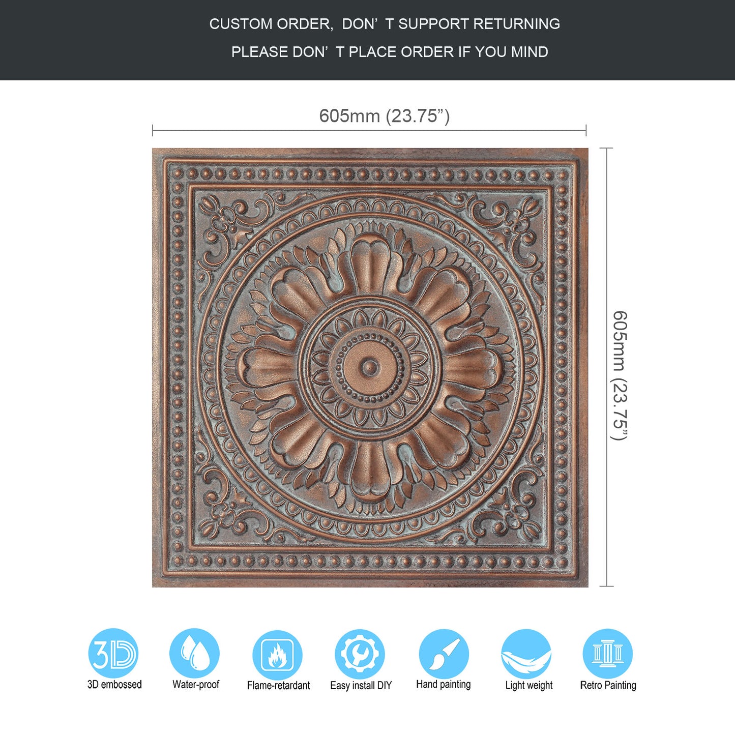 10tiles/lot Artistic Ceiling Tiles for Libraries, Museums, Craft Studios and Cultural Interiors PL17