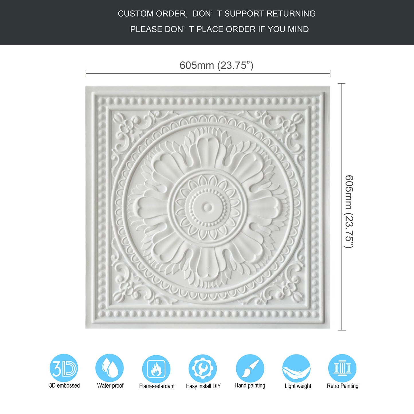 10tiles/lot Decorative Ceiling Tiles for Luxury Hotels, Villas, Salons and High-End Interiors PL17