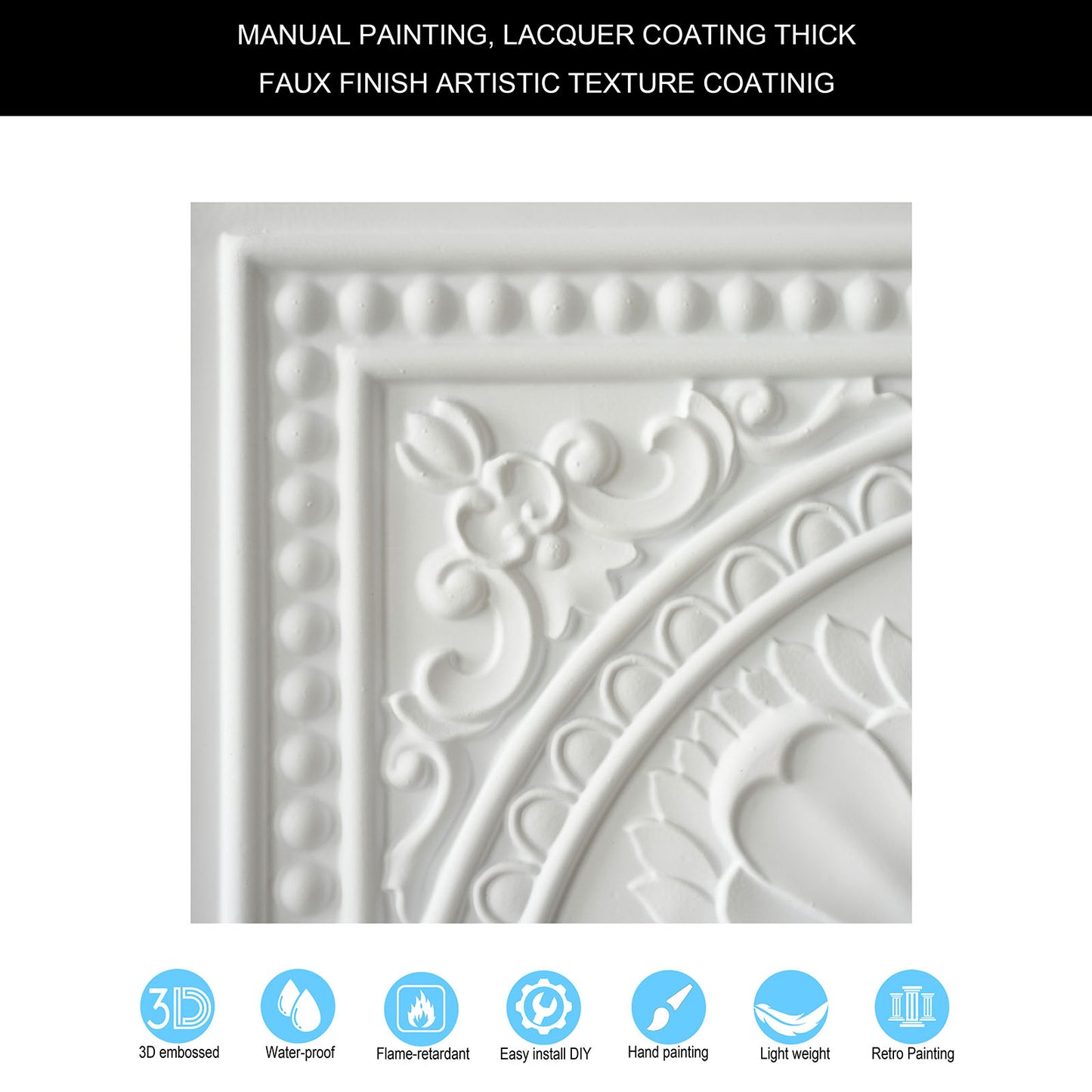 10tiles/lot Decorative Ceiling Tiles for Luxury Hotels, Villas, Salons and High-End Interiors PL17
