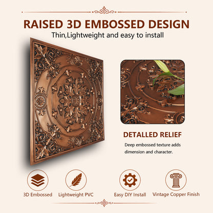 PAINTSDECOR PL18 Aged copper PVC ceiling tile product detail